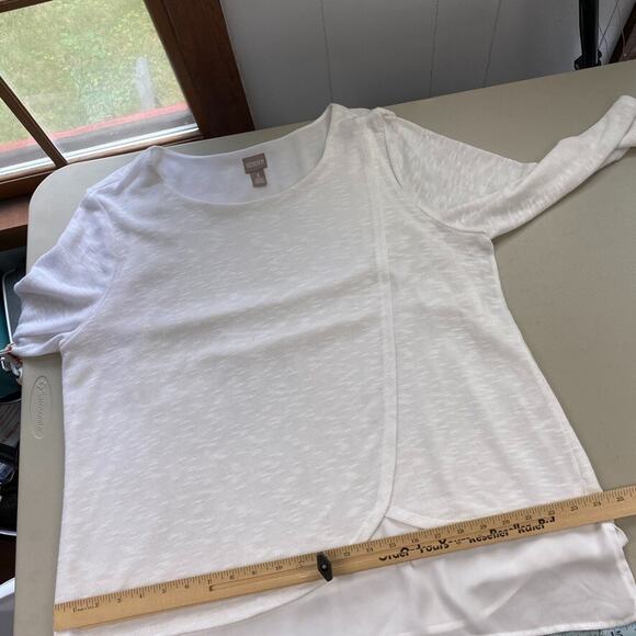 Chicos 3 Sweater White Layered Tulip Hem Semi Sheer Lagenlook Coastal Chic XL 1X - Picture 9 of 12